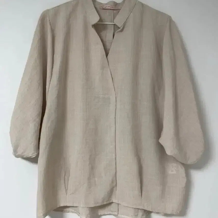[BUNJANG] Balloon Sleeve Blouse - Beige / 반팔 블라우스 벌룬 베이지 모리걸 아메카지 루즈핏 셔츠 반팔티 베이지