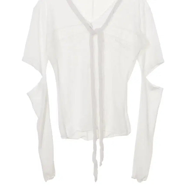 [BUNJANG] Ojos White Cut-out Long Sleeve T-Shirt / Ojos 화이트 컷아웃 긴팔 티셔츠