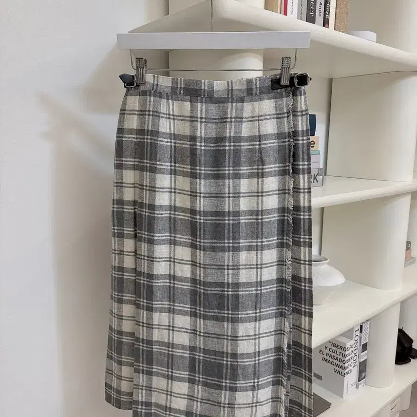 [BUNJANG] O'NEIL of DUBLIN 100% Linen Pleated Wrap Skirt / ONEIL OF DUBLIN 오닐 오브 더블린 퀼트 린넨100% 플리츠 랩스커트