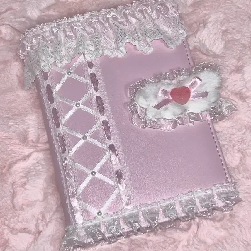 [BUNJANG] Macaron Lace Binder 6-Ring A6 Diary Deco Photocard Holder / 절충가능)A6 다이어리 마카롱 레이스 바인더 다꾸 포카 양산형 콜북 6공