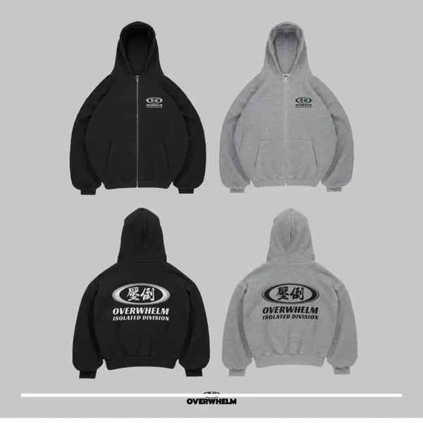 [BUNJANG] APDO Waffle Zip-Up Hoodie Black Size 2 / 압도 와플 후드집업 블랙 2사이즈