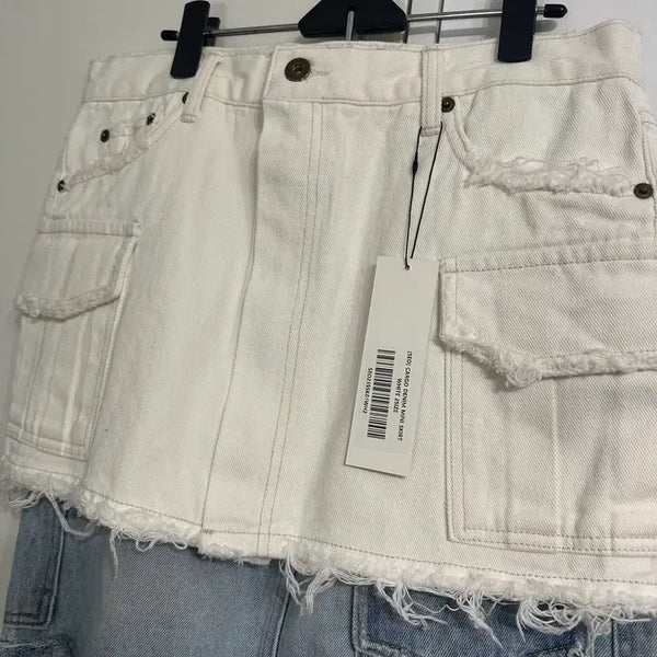 [BUNJANG] SEO White Denim Cargo Mini Skirt / 에스이오 화이트 데님 카고 미니 스커트