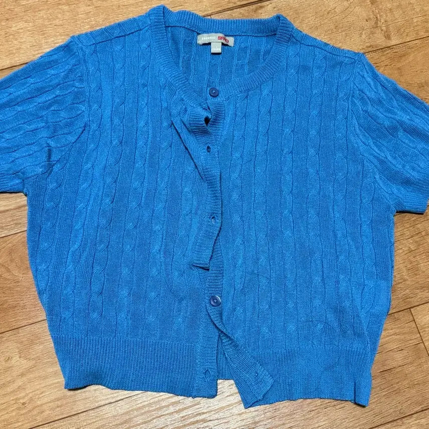 [BUNJANG] Cable Knit Short Sleeve Cardigan / 스파오 케이블 꽈배기 반팔 니트  가디건