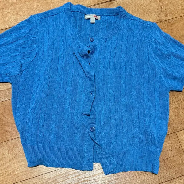 [BUNJANG] Cable Knit Short Sleeve Cardigan / 스파오 케이블 꽈배기 반팔 니트  가디건