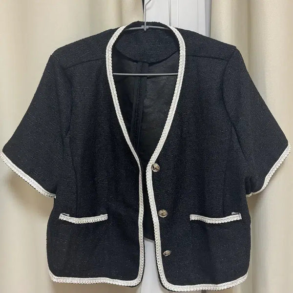 [BUNJANG] High-Quality Big Size Summer Tweed Short Sleeve Jacket / (새상품) 고퀄 빅사이즈 여름 트위드반팔 자켓