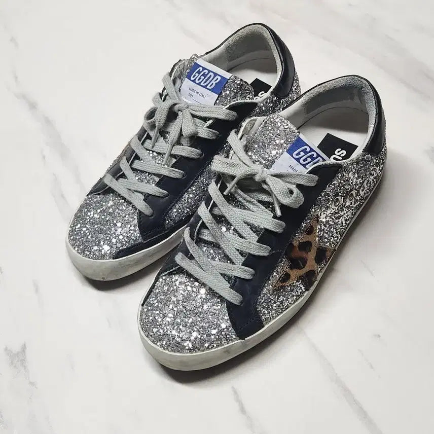[BUNJANG] Golden Goose Silver Glitter Leopard Sneakers / (정품) 골든구스 실버 글리터 레오파드 스니커즈
