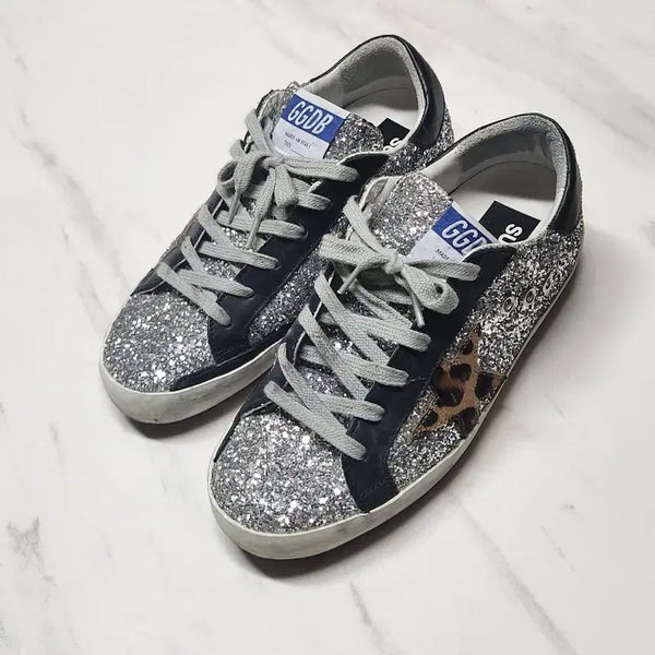 [BUNJANG] Golden Goose Silver Glitter Leopard Sneakers / (정품) 골든구스 실버 글리터 레오파드 스니커즈