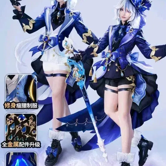 [BUNJANG] Genshin Impact Furina High-Quality Cosplay Costume Full Set (Costume, Wig, Shoes) - Black Version / 원신 푸리나 고퀄 코스프레 의상 풀세트 (의상, 가발, 신발)