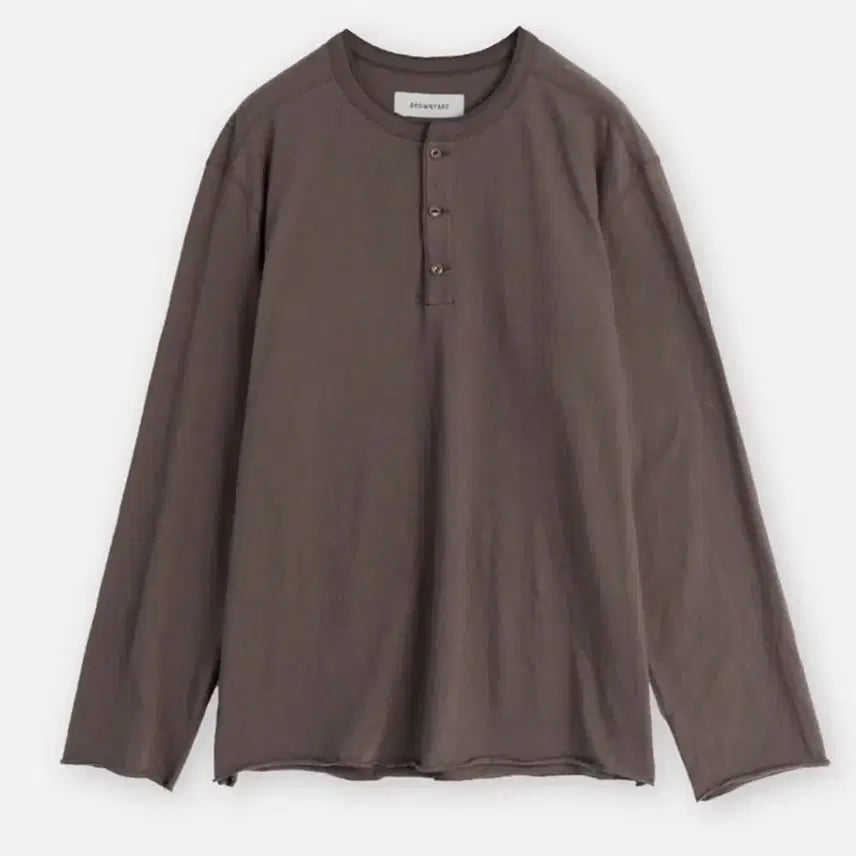 [BUNJANG] Brown Yak Henry Neck Long Sleeve T-Shirt Size 3 / 브라운야드 헨리넥 3사이즈