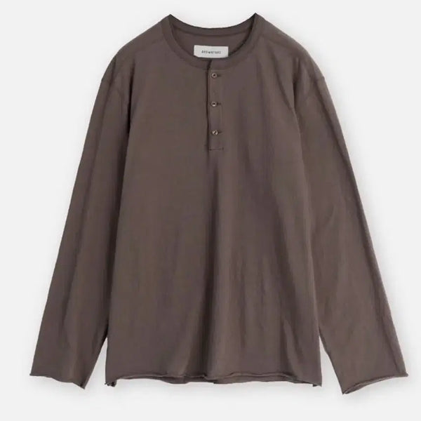 [BUNJANG] Brown Yak Henry Neck Long Sleeve T-Shirt Size 3 / 브라운야드 헨리넥 3사이즈
