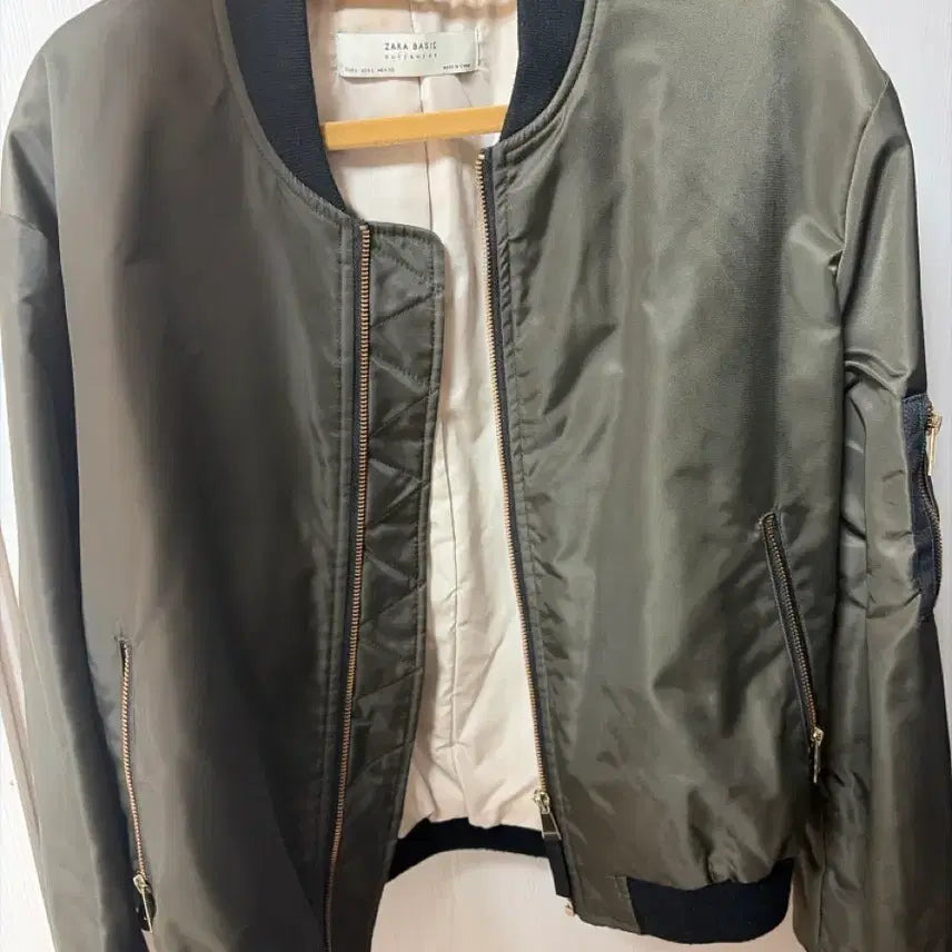[BUNJANG] Zara Basic Khaki Spring Bomber Jacket / 자라 베이직 카키 봄 항공 점퍼 자켓