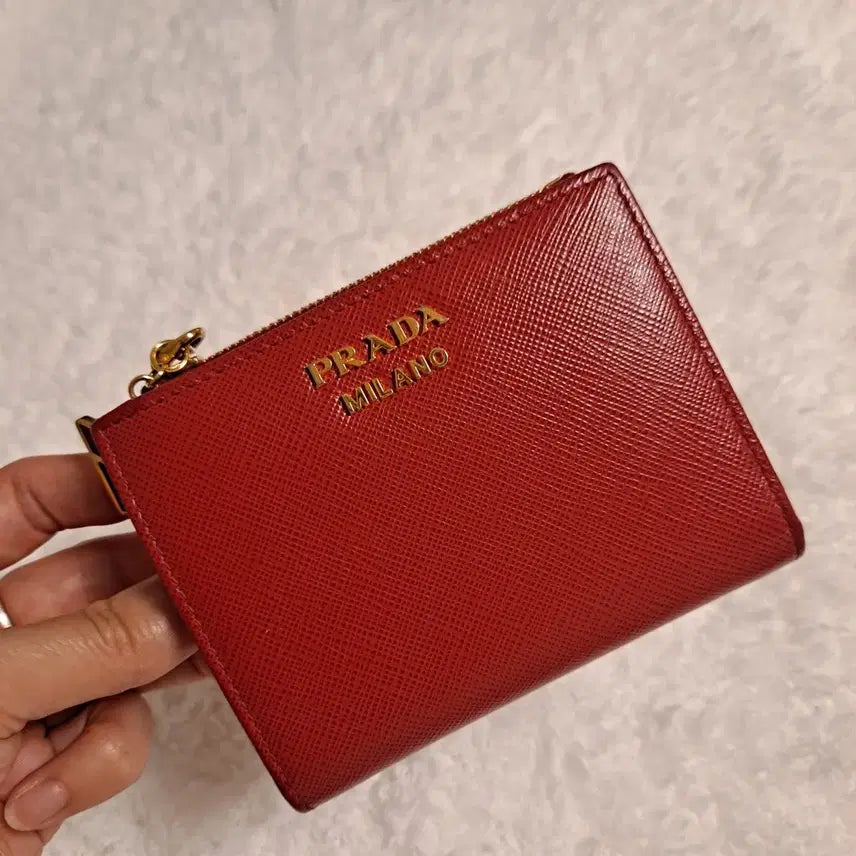 [BUNJANG] Prada Saffiano Bi-fold Wallet Red / 프라다 반지갑