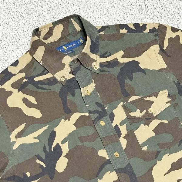 [BUNJANG] Polo Ralph Lauren Classic Fit Camouflage Pattern Short Sleeve Shirt / 폴로 랄프로렌 클래식 핏 카모플라쥬 패턴 셔츠