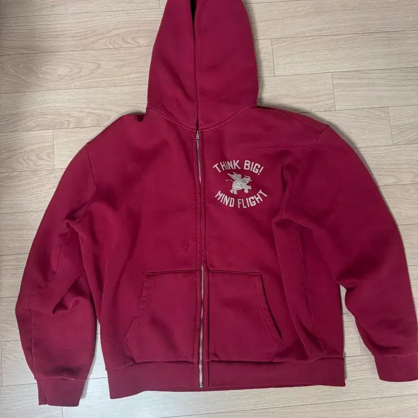 [BUNJANG] Collect Pieces x Teftestore Collaboration Burgundy Hoodie Zip-up / (L) 컬렉트피시스 테프스토어 콜라보 버건디 후드집업