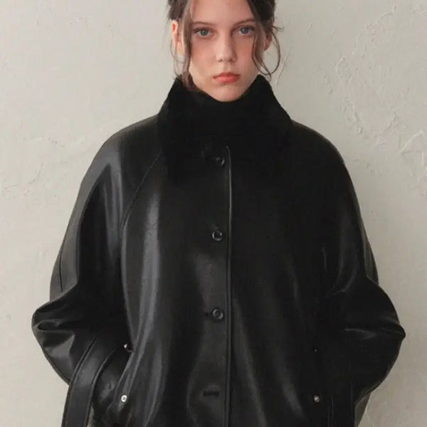 [BUNJANG] Oros Leather Fur Jacket / 오로 레더 퍼자켓