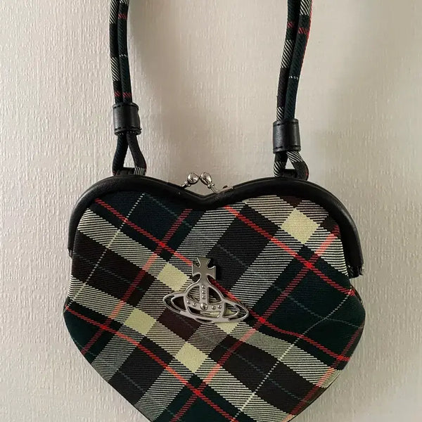 [BUNJANG] Vivienne Westwood Tartan Check Heart Bag / 비비안웨스트우드 하트백 타탄 체크