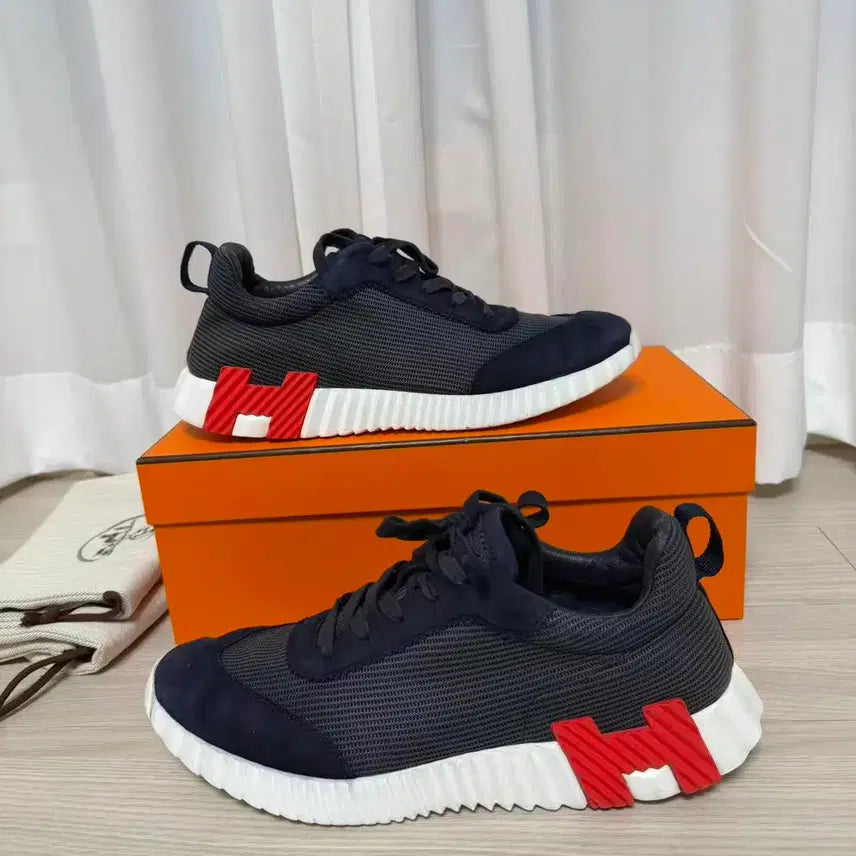 [BUNJANG] Hermes Bounce Sneakers Mesh Suede Court Skin Size 42 / 에르메스 바운싱스니커즈 42사이즈 메쉬스웨이드 코트스킨