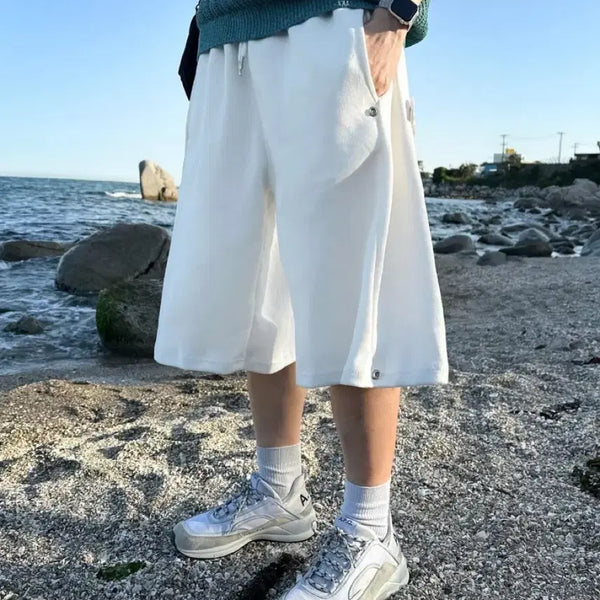 [BUNJANG] Side Snap Balloon Bermuda Sweatpants / 사이드 스냅 벌룬 버뮤다 스웻 팬츠 (6C)