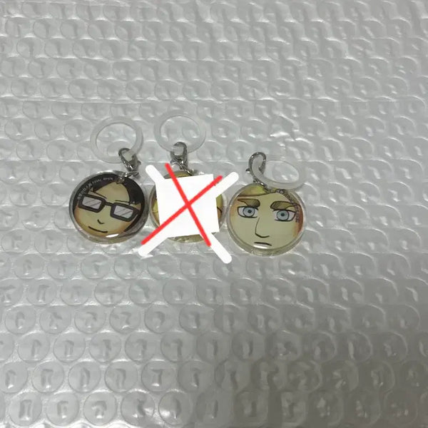 [BUNJANG] Attack on Titan Exhibition Majirushi Erwin & Hange Bundle Set Keychain / 진격의거인 전시회 메지루시 엘빈 한지 일괄