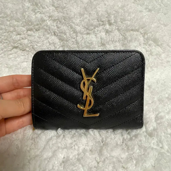 [BUNJANG] Saint Laurent Quilted Zipped Wallet Black / 생 로랑 퀼팅 지퍼 반지갑 블랙