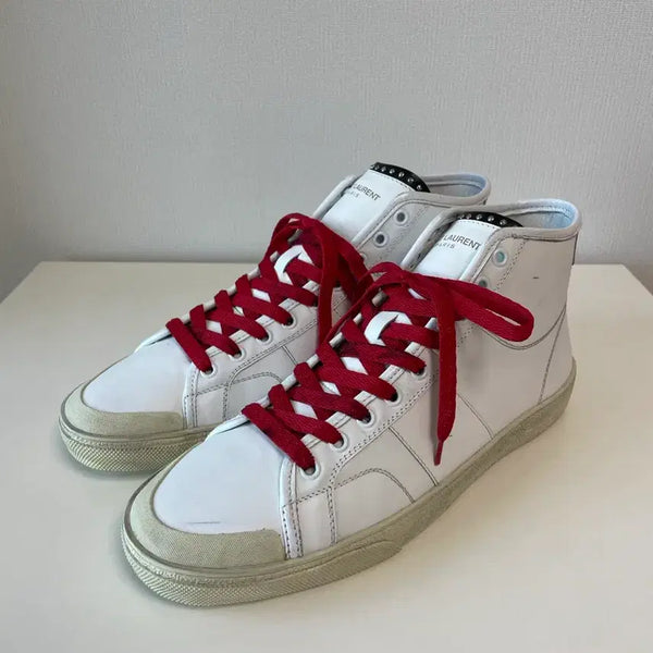[BUNJANG] Saint Laurent Surf White High Sneakers Size 42 / 생로랑 서프 화이트 하이 스니커즈 42