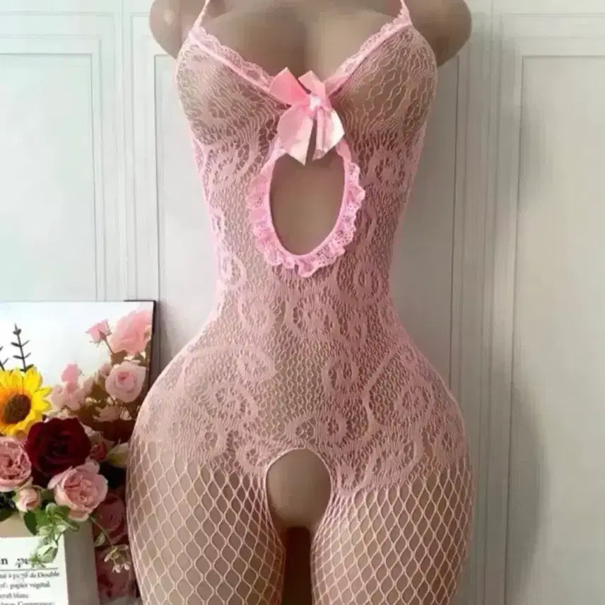 [BUNJANG] Pink Cut-out One-Piece Bodysuit / 핑크 컷아웃 올인원 바디수트