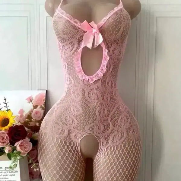 [BUNJANG] Pink Cut-out One-Piece Bodysuit / 핑크 컷아웃 올인원 바디수트
