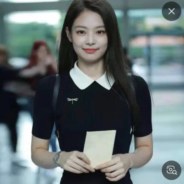 [BUNJANG] Jennie Colorblock Dragonfly Crop Knit / 제니 배색잠자리 크롭니트