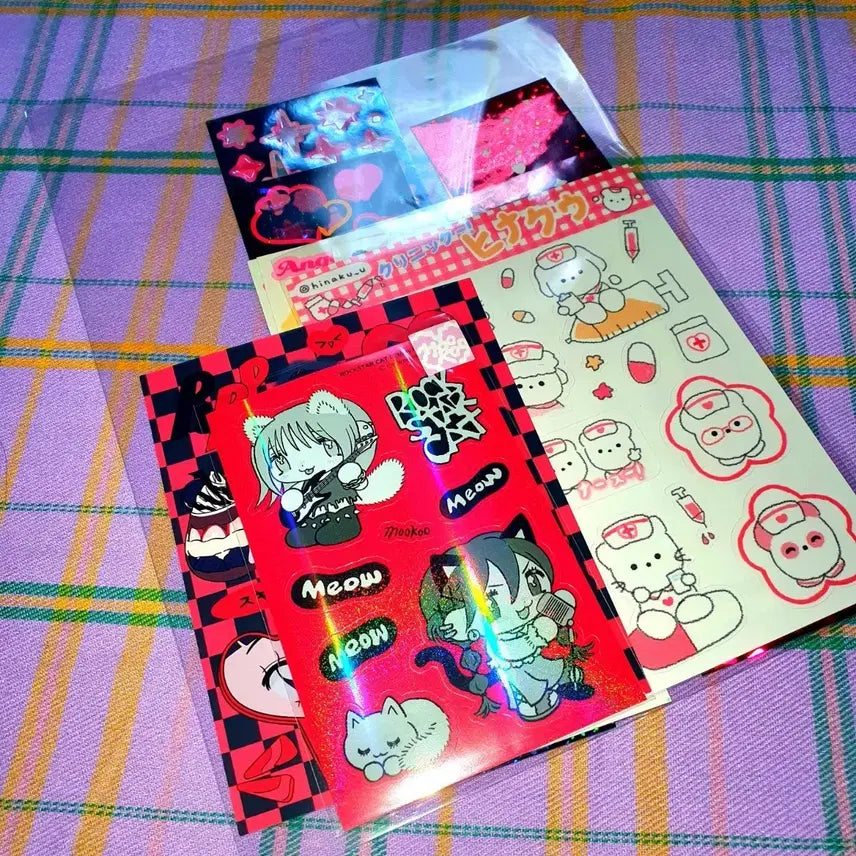 [BUNJANG] Ddakku Sticker Scraps Collection Red Random Bag Bundle Set / 다꾸 스티커 자투리 모음 레드 랜봉 (히나쿠우, 무쿠무쿠 등) 일괄