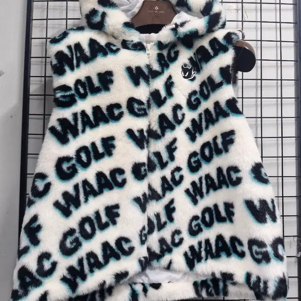 [BUNJANG] WAAC Women's Eco-Fur Logo Jacquard Vest / 100L/66-77 왁(WAAC) 골프 여성 에코퍼 로고 자카드 조끼 베스트.