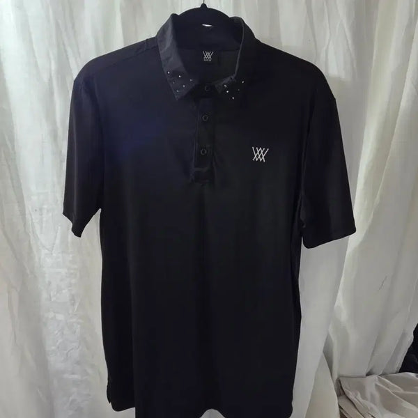 [BUNJANG] ANew Golf Black Studded Polo T-Shirt Size 100 / ANew Golf  폴로 타셔츠 100