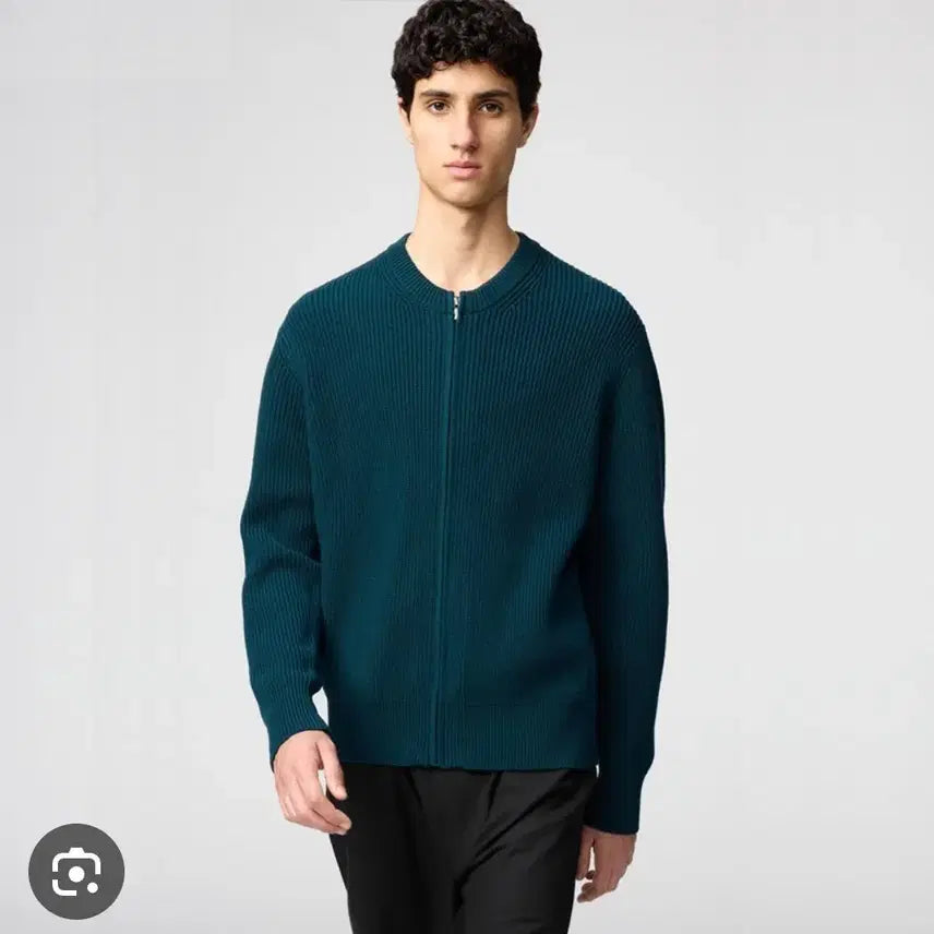 [BUNJANG] Uniqlo C Crewneck Full Zip Cardigan Dark Green XL / [새상품] 유니클로 C 크루넥 풀집 가디건 XL