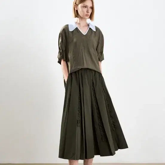 [BUNJANG] System 25 Spring Frill Pleats Skirt (Size 55) / 한섬 SYSTEM 25년 프릴 플리츠 스커트