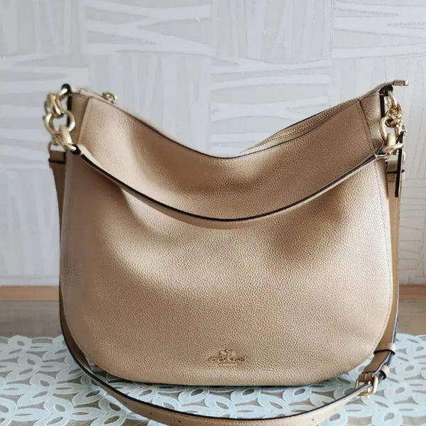 [BUNJANG] Coach Shoulder Bag Leather Beige / 코치숄더백