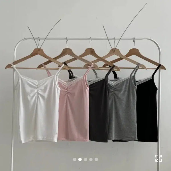 [BUNJANG] Lace Bustier Sleeveless Top Set (Ivory, Grey) / [새상품] 레이스 뷔스티에 민소매 나시티(아이보리, 그레이) 세트 정가 4만