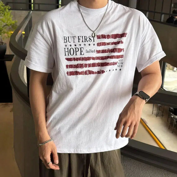 [BUNJANG] American Flag Print T-Shirt (Free Size) / 성조기 티셔츠(F)