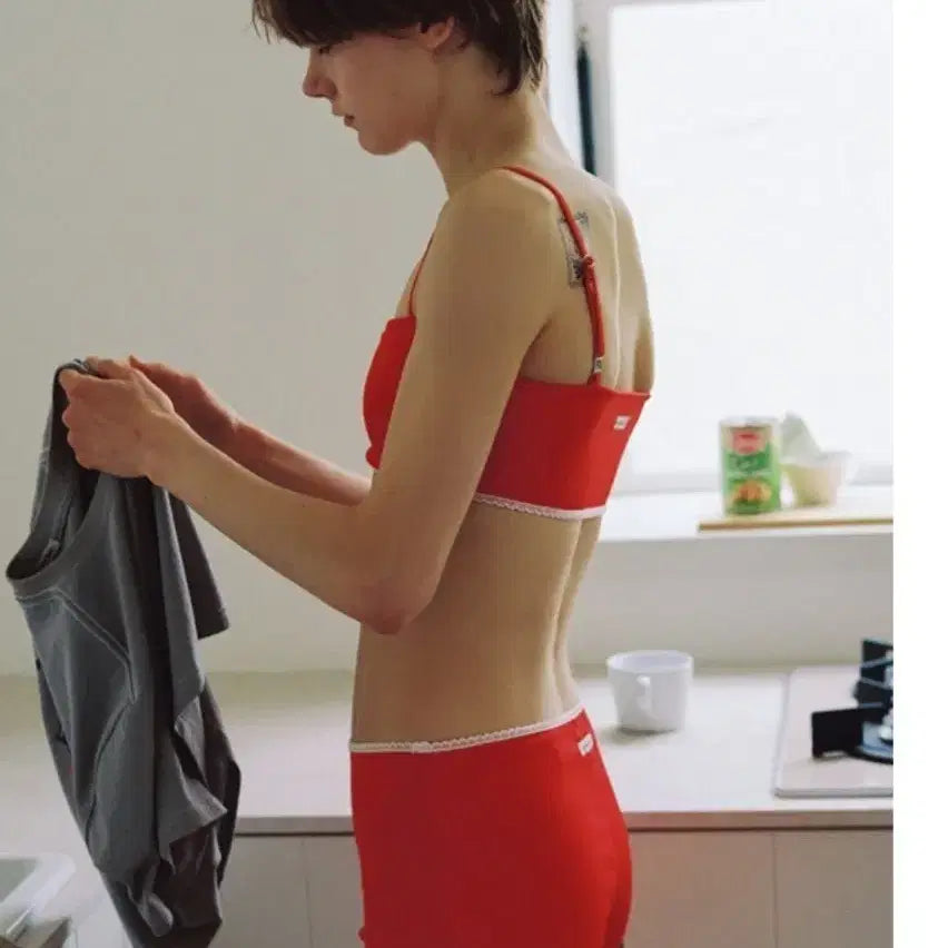 [BUNJANG] Overdue Flair Lace Bikini Red Set / 오버듀플레어 레이스 비키니 레드 세트 Overdue Flair