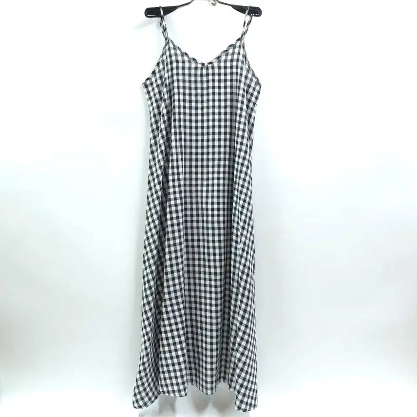 [BUNJANG] YOUYISI Gingham Check A-Line Maxi V-Neck Strap Dress / YOUYISI 요이시 깅엄체크 A라인 뷔스티에원피스 맥시롱원피스 C580