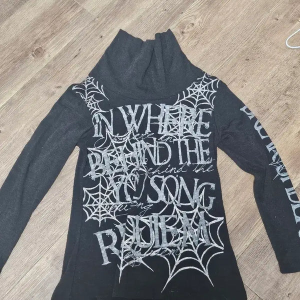 [BUNJANG] Goth Turtle Neck Long Sleeve T-Shirt / 고스 터틀넥 롱 슬리브 티셔츠
