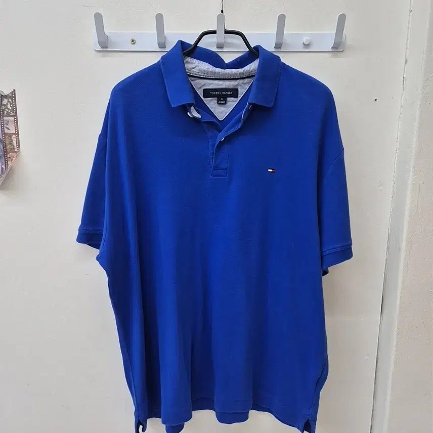 [BUNJANG] Tommy Hilfiger Rugby Collar T-Shirt Blue / 타미힐피거 럭비카라 티셔츠 블루
