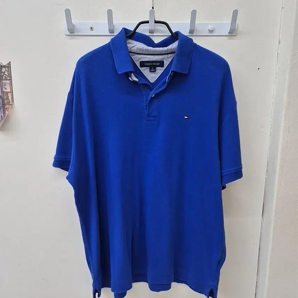 [BUNJANG] Tommy Hilfiger Rugby Collar T-Shirt Blue / 타미힐피거 럭비카라 티셔츠 블루