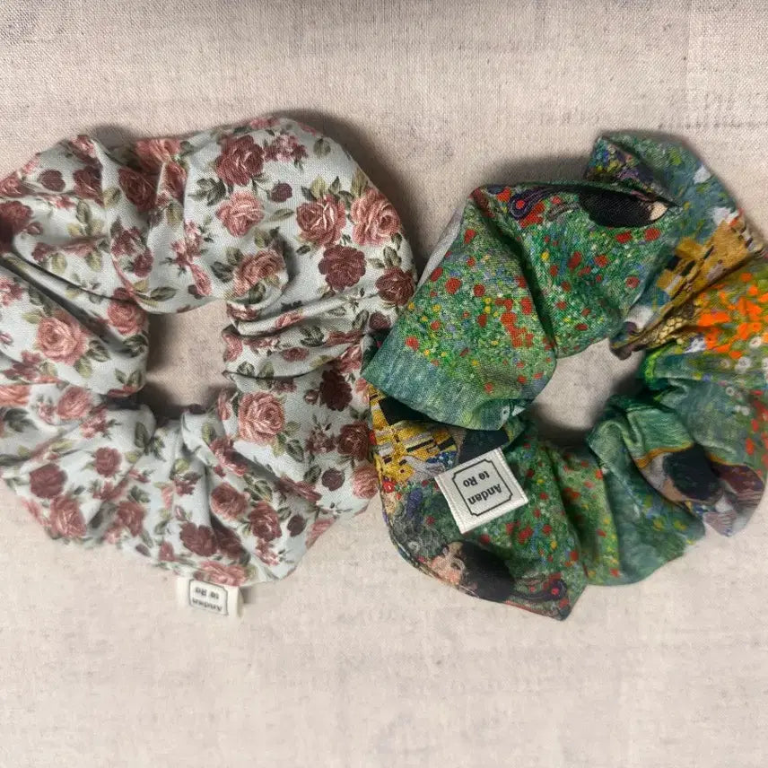 [BUNJANG] Handmade Scrunchie Set Floral & Masterpiece Patterns / 꽃무늬&명화 핸드메이드 스크런치 세트