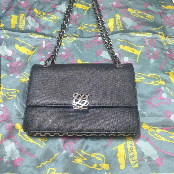 [BUNJANG] Louis Quatorze Black Leather Chain Shoulder Bag / 루이까또즈 손가방  (배송비포함)