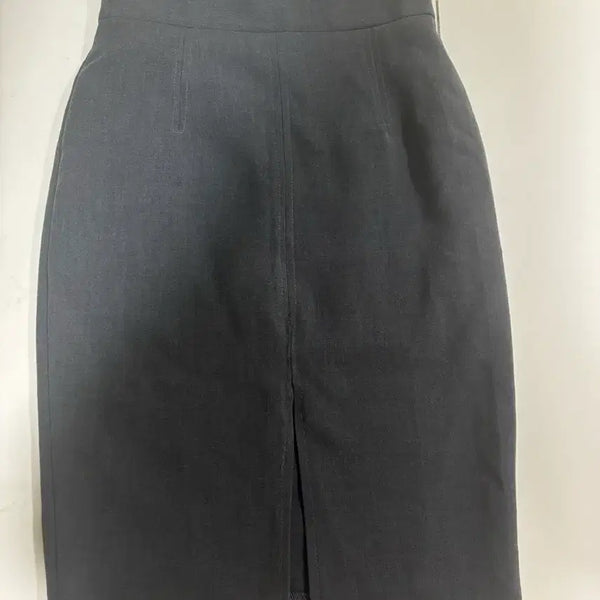 [BUNJANG] High-Waisted Front Slit Midi Skirt - Gray / 수입 하이웨스트 앞트임 미디스커트 *그레이*
