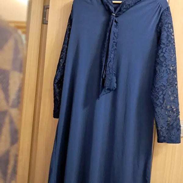 [BUNJANG] Navy Lace Sleeve Blouse / 네이비 레이스 소매 블라우스