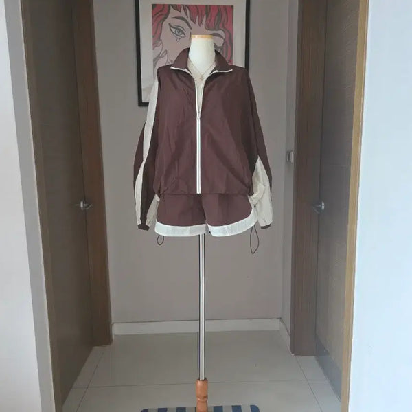 [BUNJANG] Brown Windbreaker Set-Up Training Suit / 새상품)브라운바람막이셋업