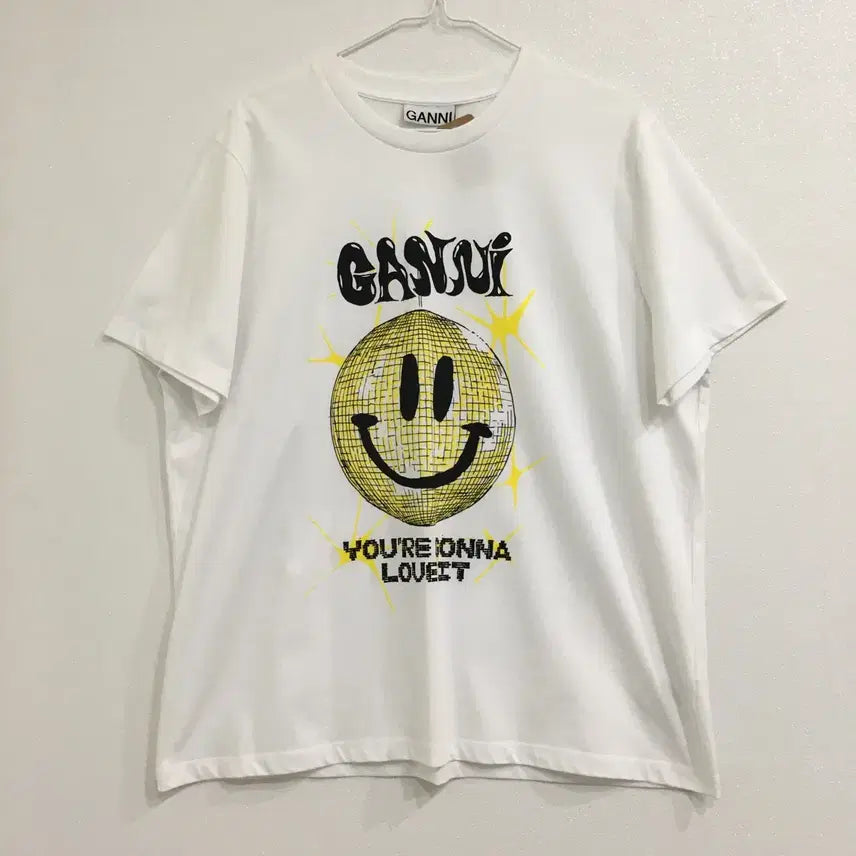 [BUNJANG] Ganni Smile T-Shirt White L / GANNI 가니 스마일 반팔 티셔츠 L