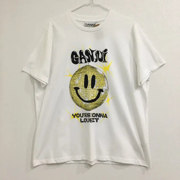 [BUNJANG] Ganni Smile T-Shirt White L / GANNI 가니 스마일 반팔 티셔츠 L