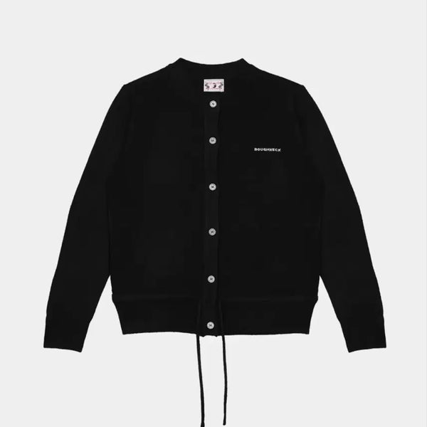 [BUNJANG] Strap Wool Cardigan Black / 러프넥 스트랩 울 가디건 블랙