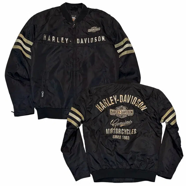[BUNJANG] Harley-Davidson Embroidered Logo MA-1 Flight Jacket Black / 할리데이비슨 자수로고 MA-1 항공점퍼 블랙